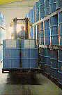 semi bulk containers on forklift
